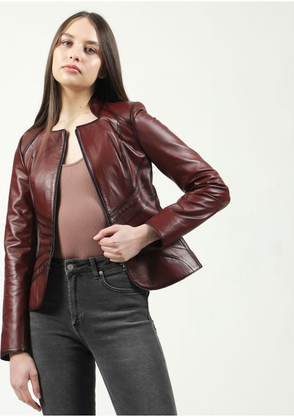 YB-2157 Deri Kadın Mont