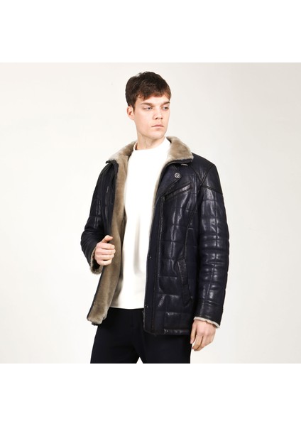 Deri̇club E-2012 Jumbo Içlikli Gerçek Deri Erkek Kaban