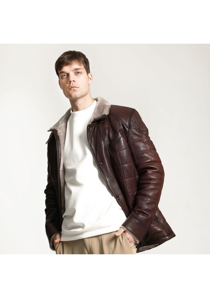 Deri̇club E-2012 Jumbo Içlikli Gerçek Deri Erkek Kaban