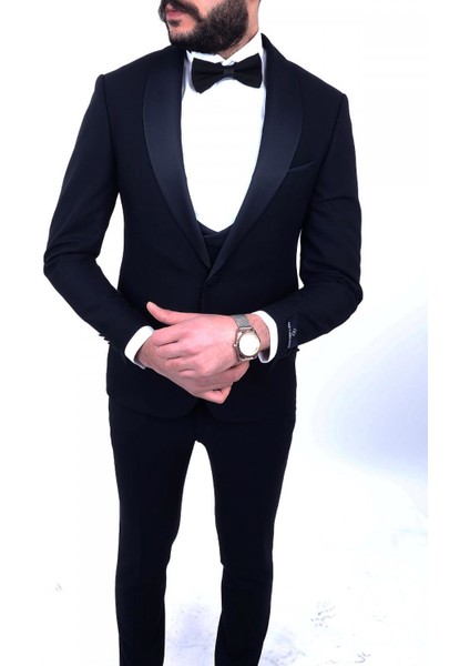 Slimfit Şal Yaka Damatlık Takım Ceket - Yelek - Pantolon - Gömlek - Papyon fiyatları