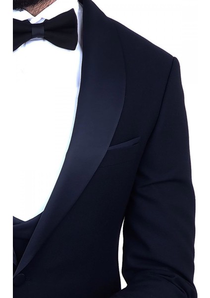 Slimfit Şal Yaka Damatlık Takım Ceket - Yelek - Pantolon - Gömlek - Papyon fırsatları