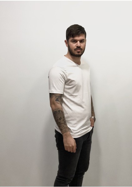 Erkek Büyük Beden Slim Fit Dar Kesim Pamuk Vual Tişört