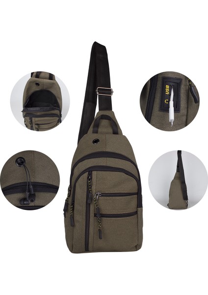 4925 USB Girişli Çift Taraf Askılı Göğüs Çantası Bodybag Siyah