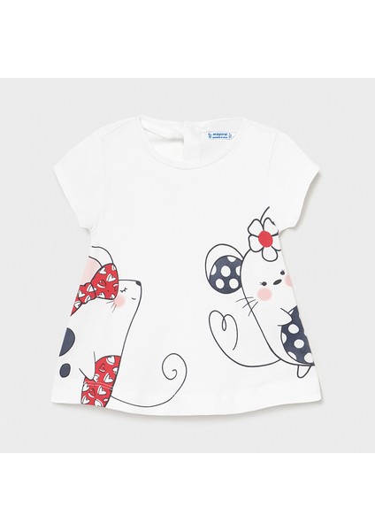 Kız Bebek Baskılı Kısa Kol Tişört 1088