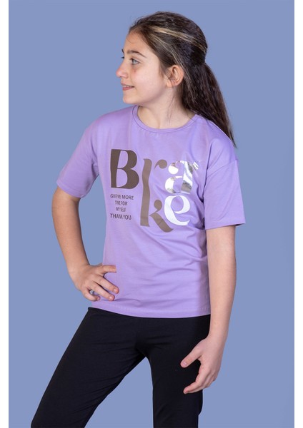 Kız Çocuk Yazı Baskılı T-Shirt