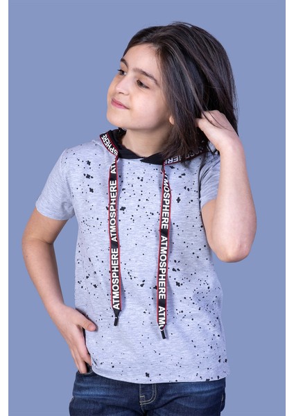 Erkek Çocuk Kapüşonu Şeritli T-Shirt