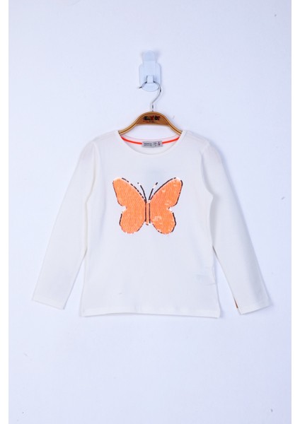 Kız Çocuk Kelebek Pullu T-Shirt