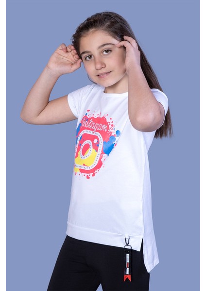 Kız Çocuk Renkli Instagram Baskılı T-Shirt