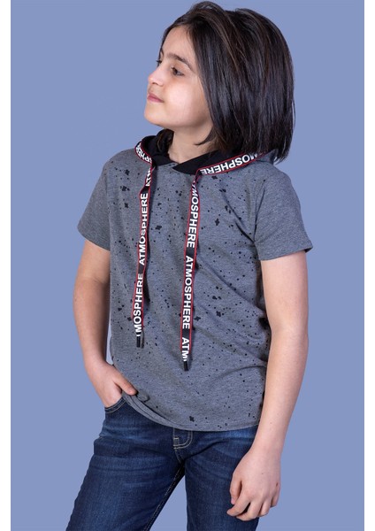 Erkek Çocuk Kapüşonu Şeritli T-Shirt