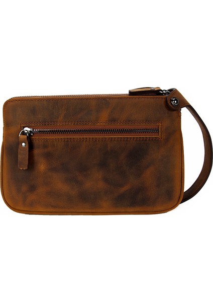 Hakiki Deri Crazy Horse Açık Taba Erkek Portföy & Clutch El Çantası 1285-ZAT