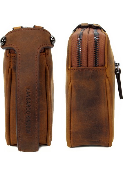 Hakiki Deri Crazy Horse Açık Taba Erkek Portföy & Clutch El Çantası 1285-ZAT