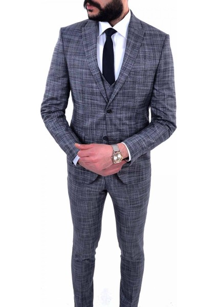 Kombinli Slimfit Yelekli Drop 6 Takım