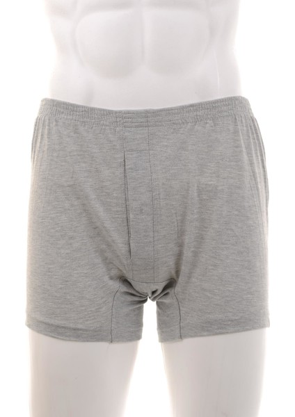ME010 Gri Erkek 4 Adet Düğmeli Penye Boxer
