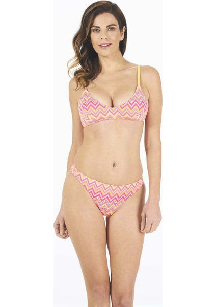 Kadın Desenli Üçgen Toparlayıcı Bikini
