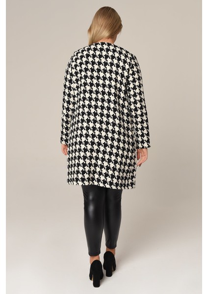 Disentis Kadın Ceket Kazayağı Deseniyle Şık Yuvarlak Yaka Önden Cepli %40 Pamuk 42 Beden modelleri