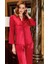 627 Çeyizlik Ipek Saten Dantelli Uzun Altılı Set - Bordo 5
