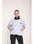 Snood Yaka Toz Mavisi Kapüşonlu Kadın Sweatshirt 1