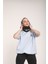 Snood Yaka Toz Mavisi Kapüşonlu Kadın Sweatshirt 3