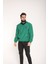 Snood Yaka Çimen Yeşili Kapüşonlu Erkek Sweatshirt 1