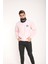 Snood Yaka Toz Pembesi Kapüşonlu Erkek Sweatshirt 1