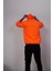 Snood Yaka Neon Turuncu Kapüşonlu Erkek Sweatshirt 3