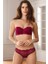 Kadın Bordo Pisa Push Up Straplez Sütyen Takımı 4798 1