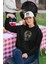 Kadın Siyah Kapüşonlu Sweatshirt Dijital Baskılı 1