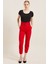 Z Giyim Kadın Kırmızı Kemerli Yüksek Bel Kumaş Pantolon