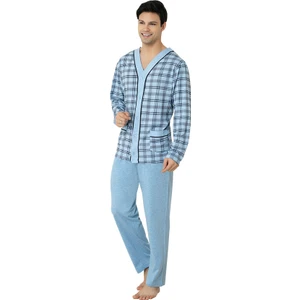 Şık Mecit 2710 Melanj Önden Açık Uzun Kollu Erkek Pijama Takımı