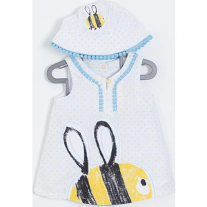 Kız Bebek Elbise Külot Şapka Set Beyaz