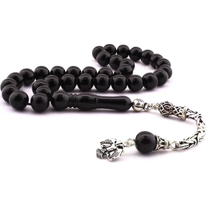 Gümüş Püsküllü Sade Oltu Tesbih Tespih