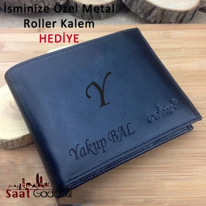 İsme Özel %100 Deri Vekar Erkek Cüzdan Siyah