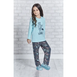 Uzun Kollu Kız Çocuk Pijama Takımı CamGöbeği