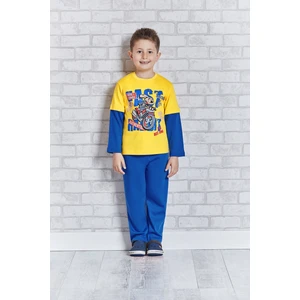 Uzun Kollu Erkek Çocuk Pijama Takımı Hardal