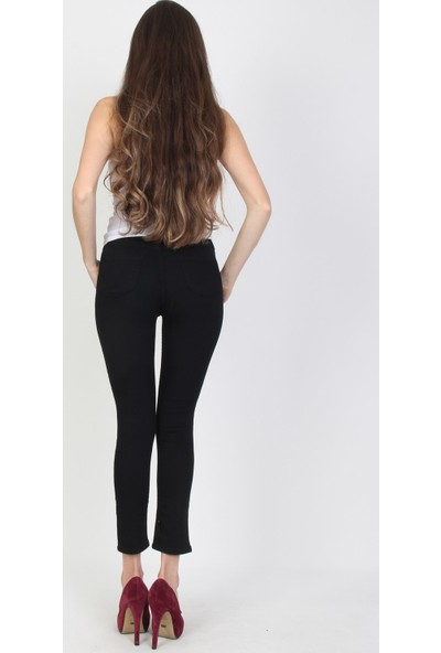 E-Giyimsepeti Dizi Siyah Yüksek Bel Bayan Kot Pantolon
