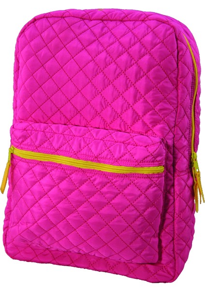 Kapitone Sırt Çantası Pembe - Sarı Parlak U1622-Pe-Sa