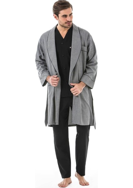 5525 Erkek Çeyizlik Uzun Kollu Pijama Ropdöşambır Set