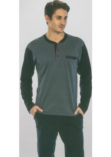 5273 Uzun Kollu Jakarlı Erkek Pijama Takımı