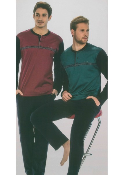 5271 Uzun Kollu Jakarlı Erkek Pijama Takımı