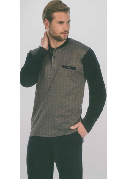 5275 Uzun Kollu Jakarlı Erkek Pijama Takımı