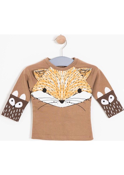 Erkek Bebek Uzun Kol T-Shirt Koyu Toprak