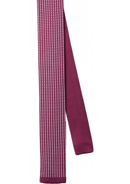 Bordo Beyaz Noktalı Örgü Kravat 8020