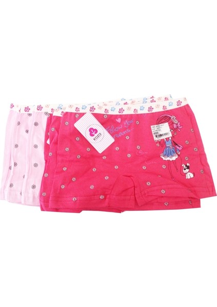 Kız Çocuk Renkli Desenli Boxer 6'lı Paket