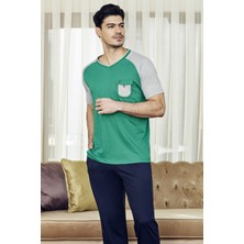 Eros Erkek 3'lü Pijama - Şort Takımı Yeşil