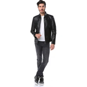 E-502 Erkek Deri Mont