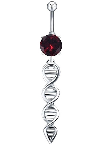 Parlak Bordo Taşlı Sallantılı Burgu Göbek Piercing P417