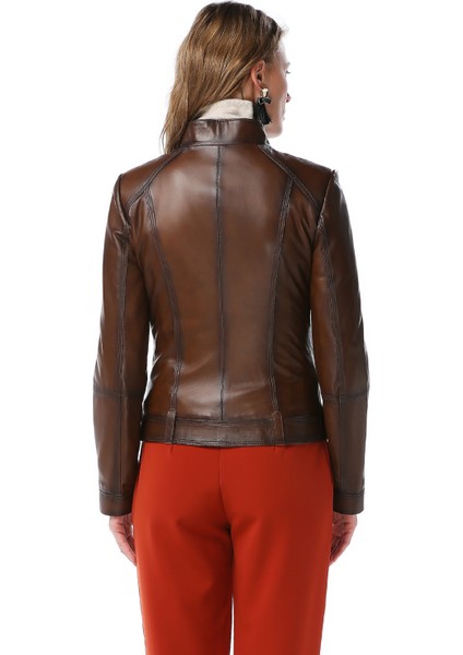 Yb-2028 Kadın Deri Mont modelleri