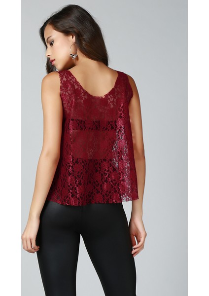 Bordo Dantel Bluz modelleri