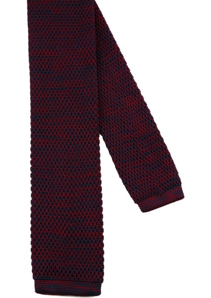 Bordo Lacivert Dalgalı Örgü Kravat 8184