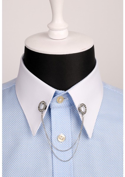 Taşlı Zincirli Gömlek Yaka İğnesi Gı044